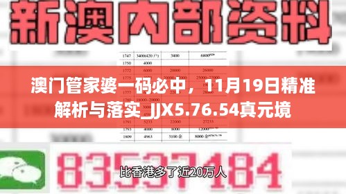 澳門管家婆一碼必中，11月19日精準解析與落實_JJX5.76.54真元境