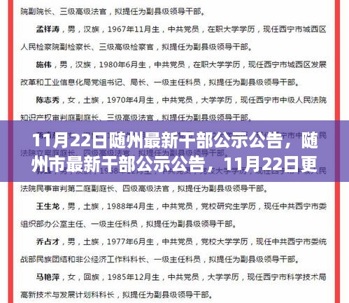 隨州市干部職務調整動態(tài)公示公告（最新更新）