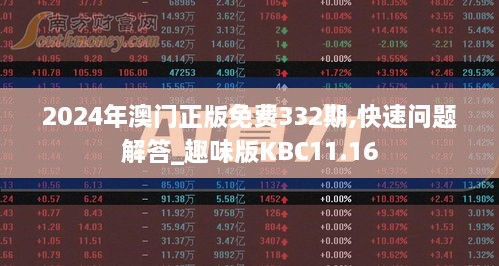 2024年澳門正版免費332期,快速問題解答_趣味版KBC11.16