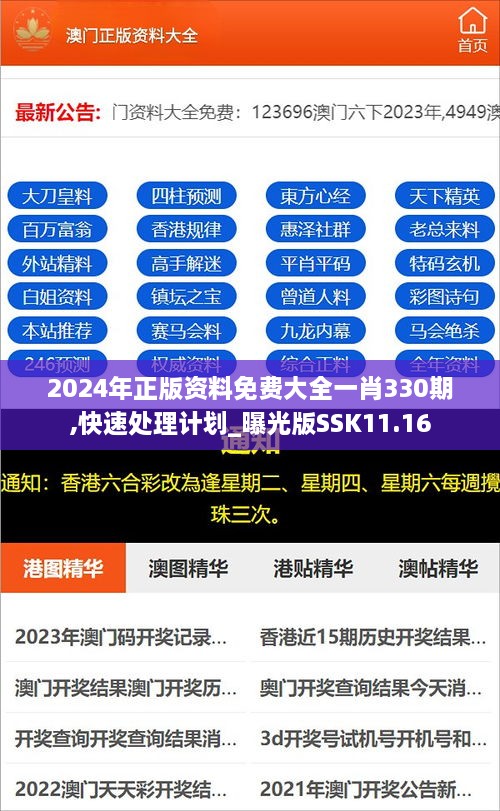 2024年正版資料免費(fèi)大全一肖330期,快速處理計(jì)劃_曝光版SSK11.16