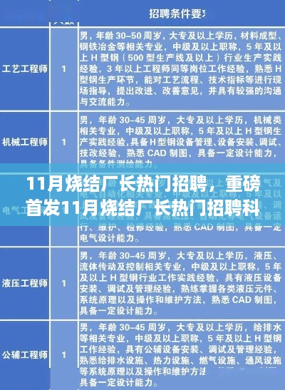 重磅首發(fā)，智能燒結(jié)系統(tǒng)引領(lǐng)未來(lái)科技生活新紀(jì)元，尋找優(yōu)秀燒結(jié)廠長(zhǎng)