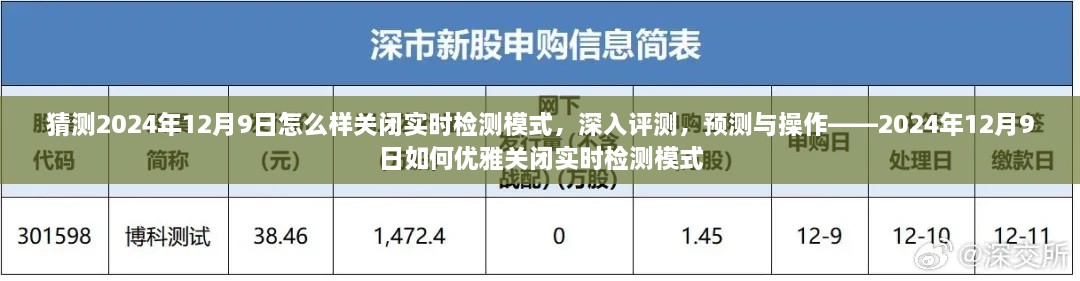 猜測2024年12月9日怎么樣關(guān)閉實(shí)時檢測模式，深入評測，預(yù)測與操作——2024年12月9日如何優(yōu)雅關(guān)閉實(shí)時檢測模式