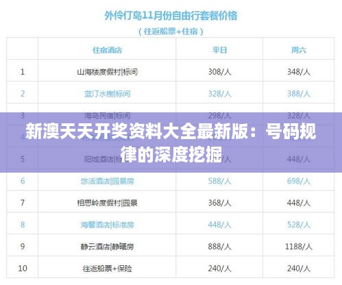 新澳天天開(kāi)獎(jiǎng)資料大全最新版：號(hào)碼規(guī)律的深度挖掘