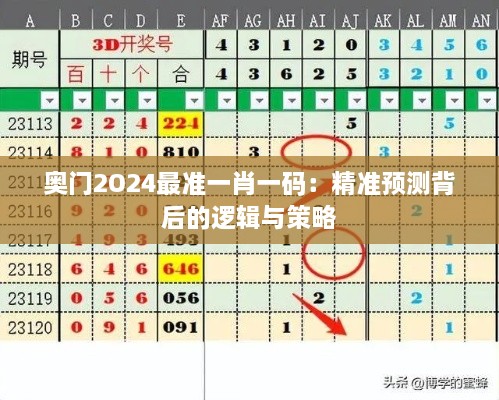 奧門2O24最準(zhǔn)一肖一碼：精準(zhǔn)預(yù)測背后的邏輯與策略