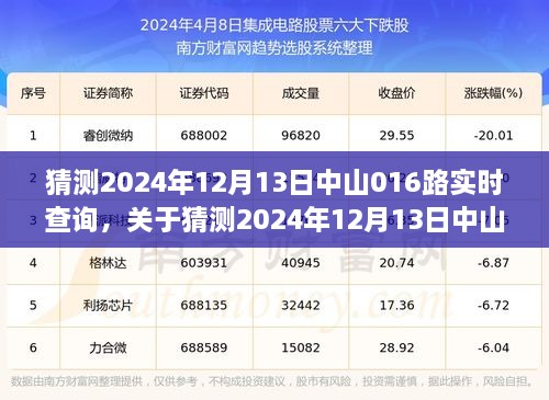 關(guān)于中山公交016路實時查詢的預測與探討，2024年12月13日實時查詢分析