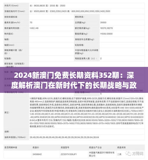 2024新澳門免費長期資料352期：深度解析澳門在新時代下的長期戰(zhàn)略與政策