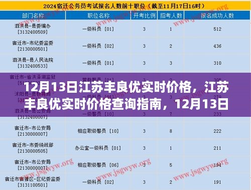 江蘇豐良優(yōu)實(shí)時(shí)價(jià)格指南，12月13日操作詳解，適用于初學(xué)者與進(jìn)階用戶