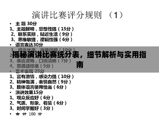 揭秘演講比賽統(tǒng)分表，細(xì)節(jié)解析與實(shí)用指南