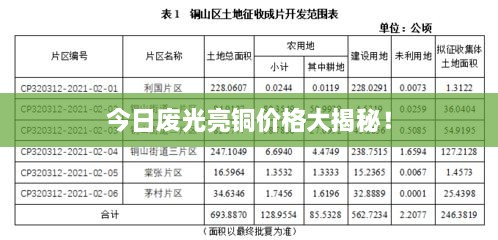 今日廢光亮銅價格大揭秘！