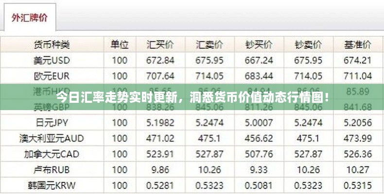 今日匯率走勢實時更新，洞悉貨幣價值動態(tài)行情圖！