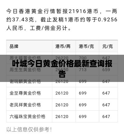 葉城今日黃金價格最新查詢報告